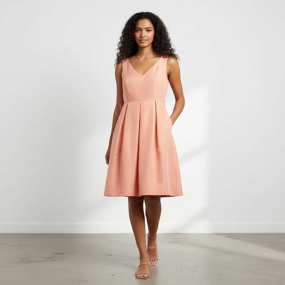 J Crew Kami Falle Dress Peach Nectar Womens 10 Knee Length Bridesmaid Pastel EUC